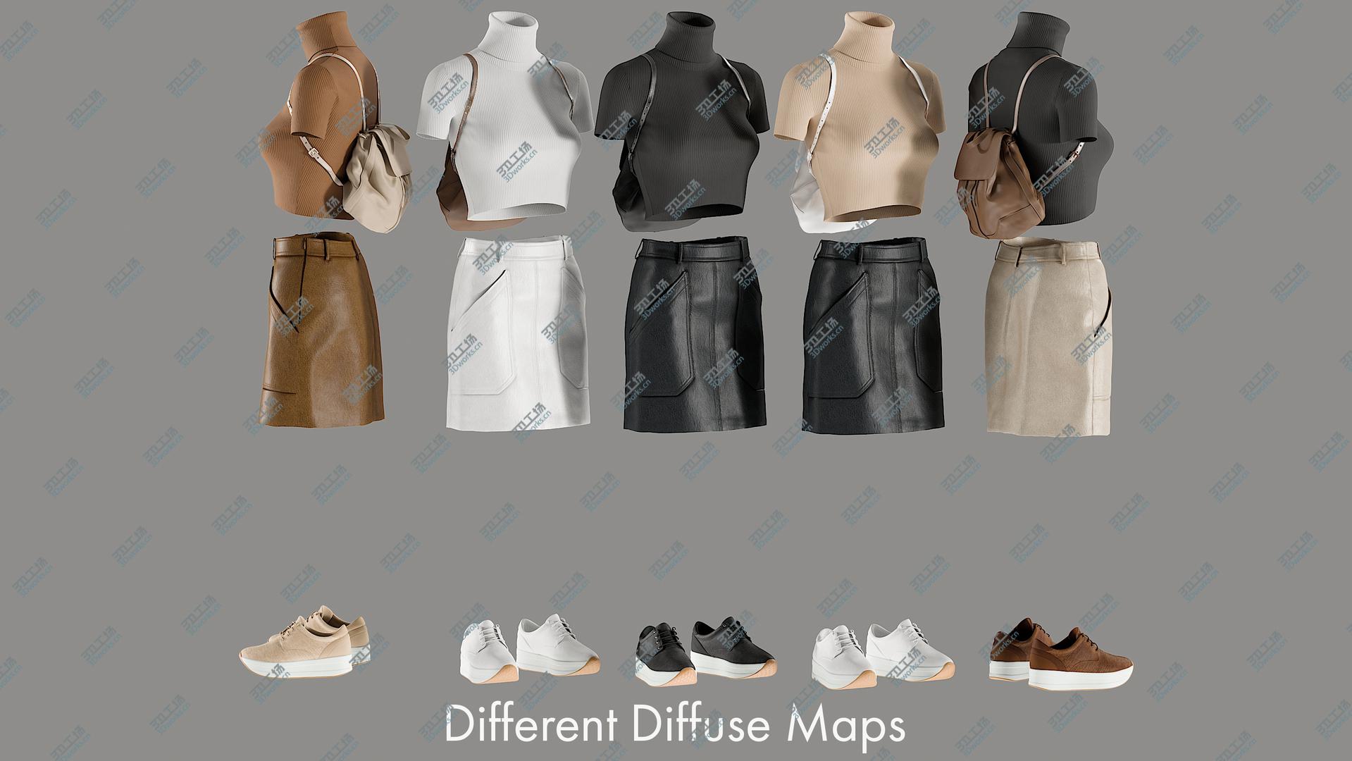 images/goods_img/20210319/Women's Skirt, TShirt, Sneakers and Backpack 3D model/4.jpg